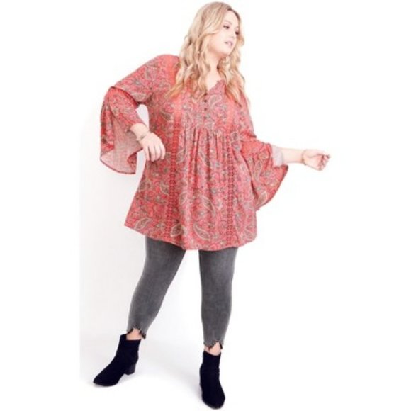 Aveology Maria Lace Trim Tunic Top Size 16 - Picture 1 of 5